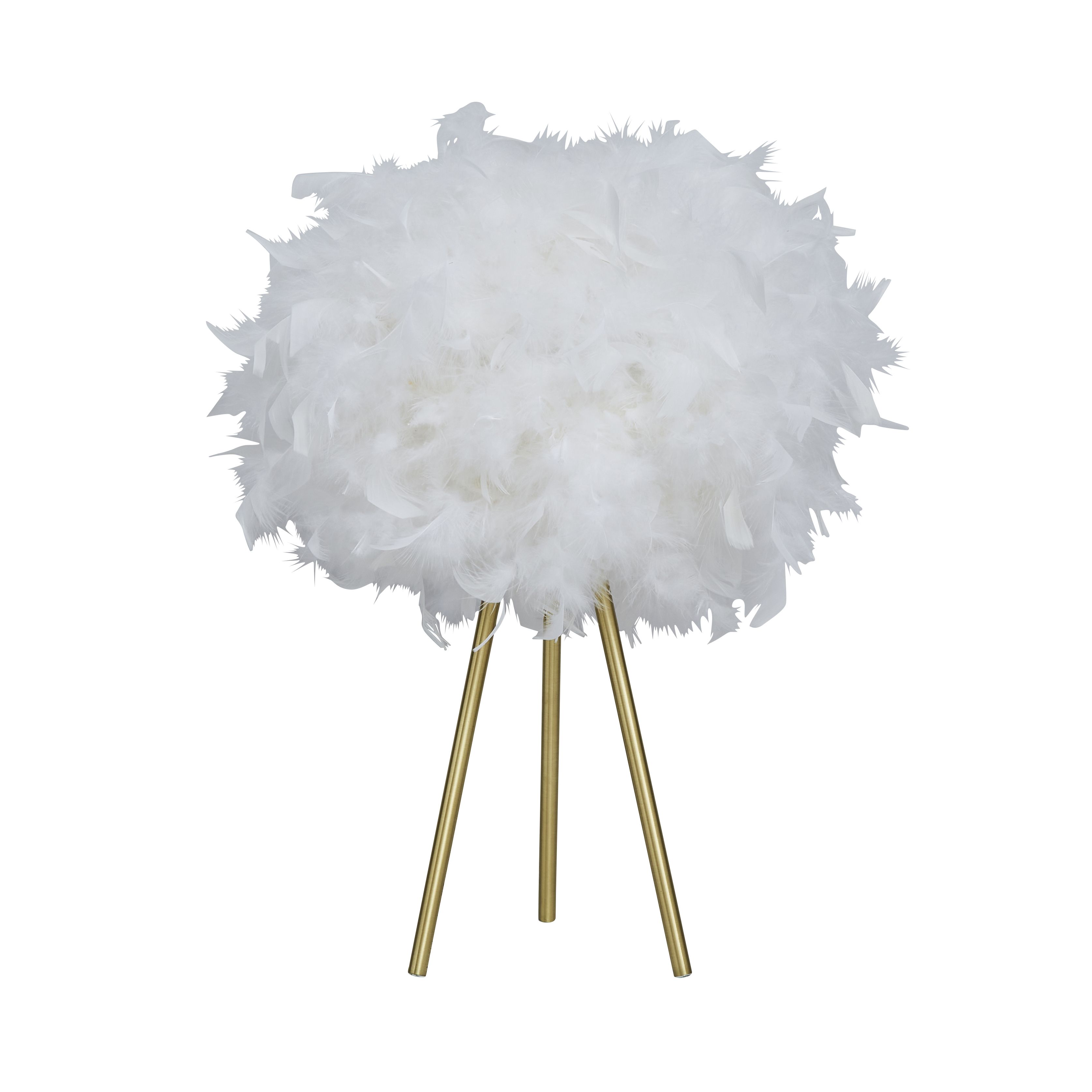 Inlight Sylvia Feather Polished White Round Table lamp