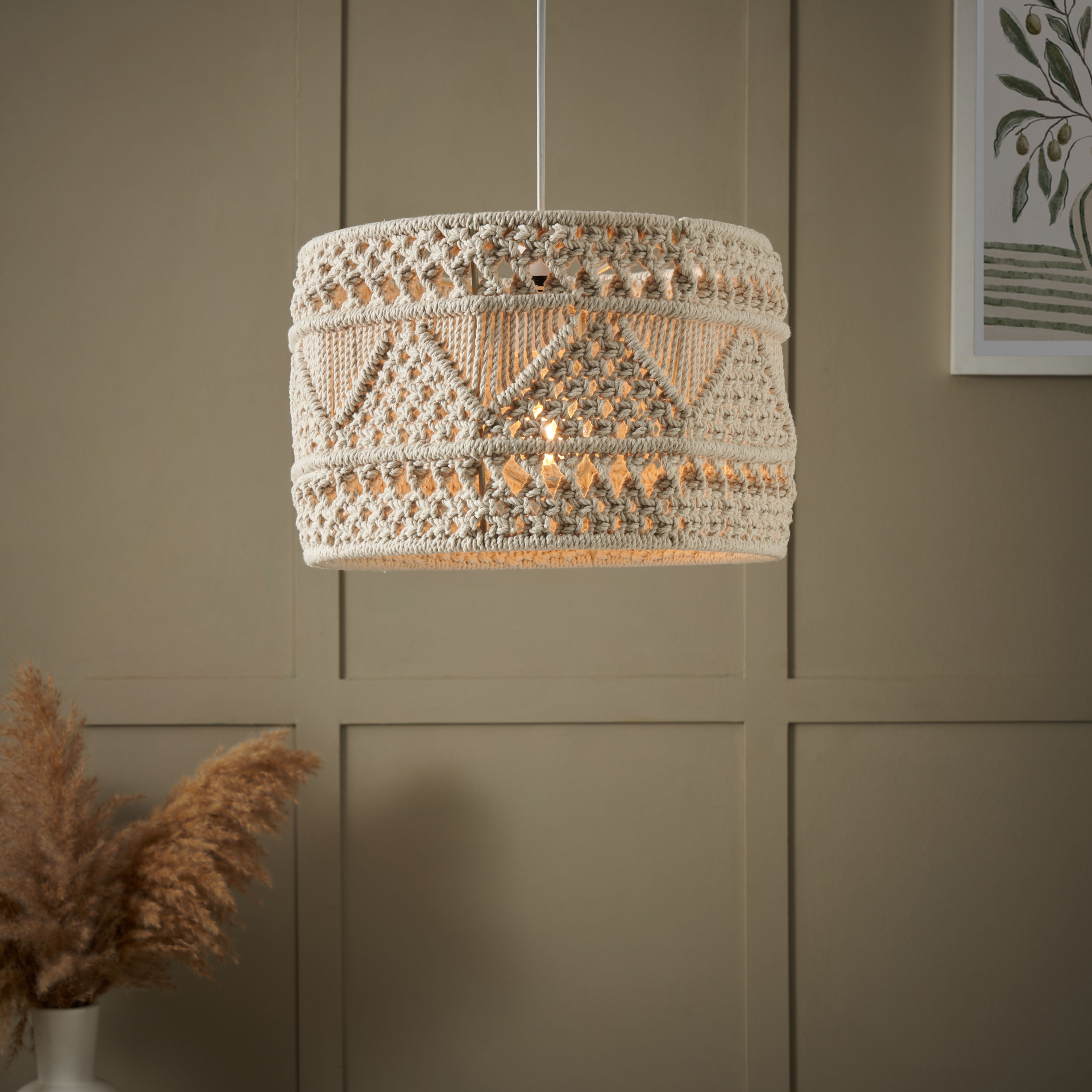 Inlight Teng Natural Woven effect Macrame Round Lamp shade (D)30.5cm