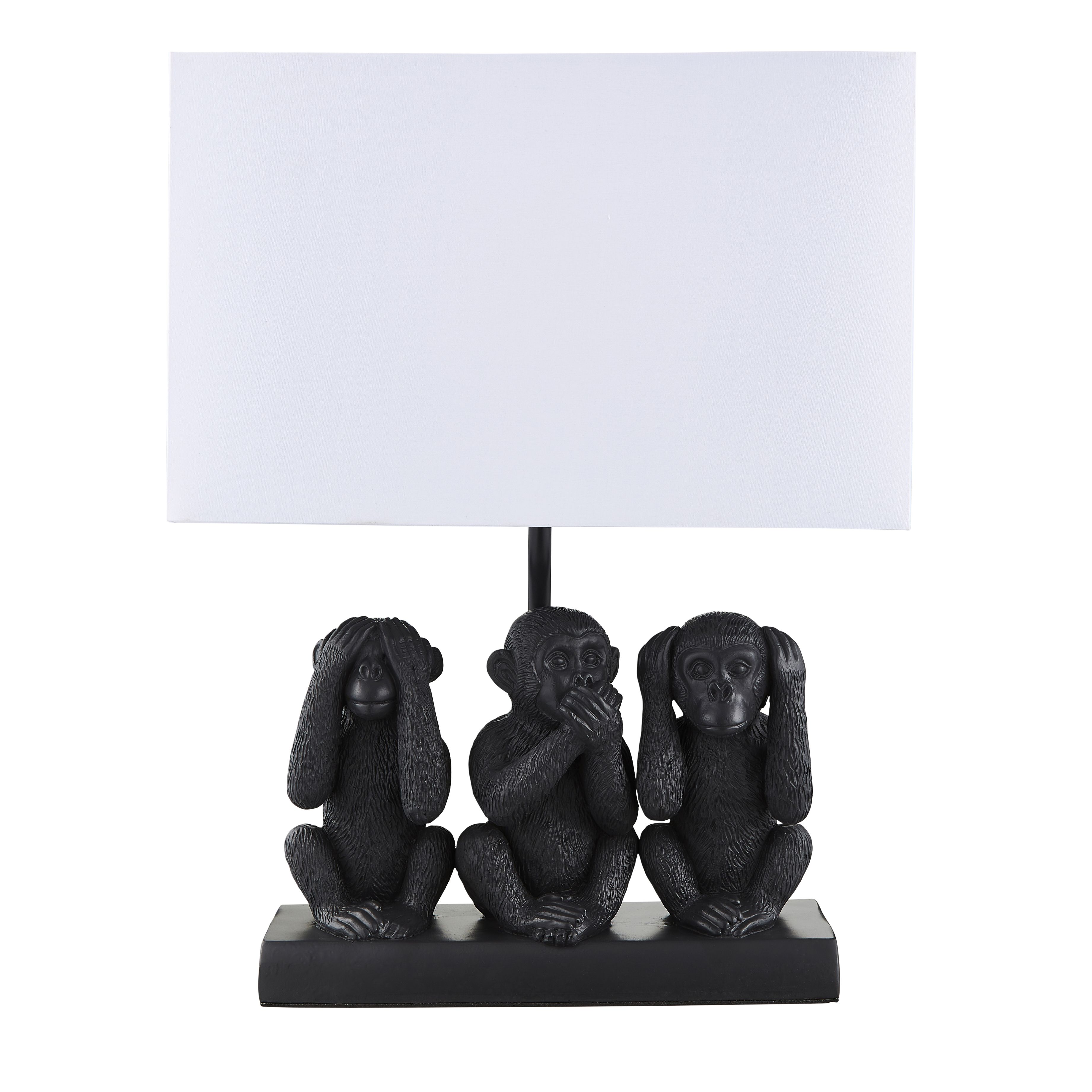 Inlight Tera Three wise monkeys Matt Grey Rectangular Table lamp