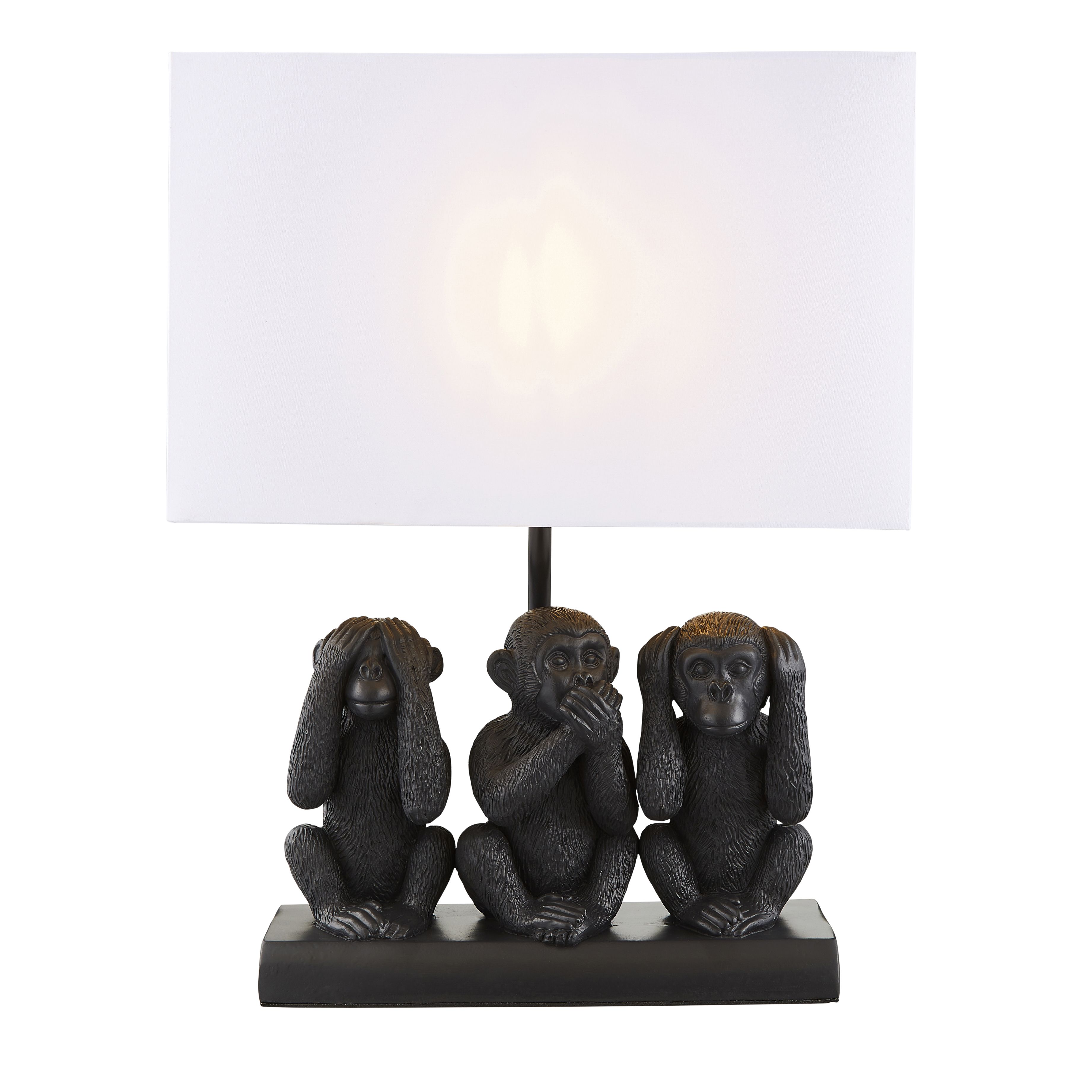 Inlight Tera Three wise monkeys Matt Grey Rectangular Table lamp