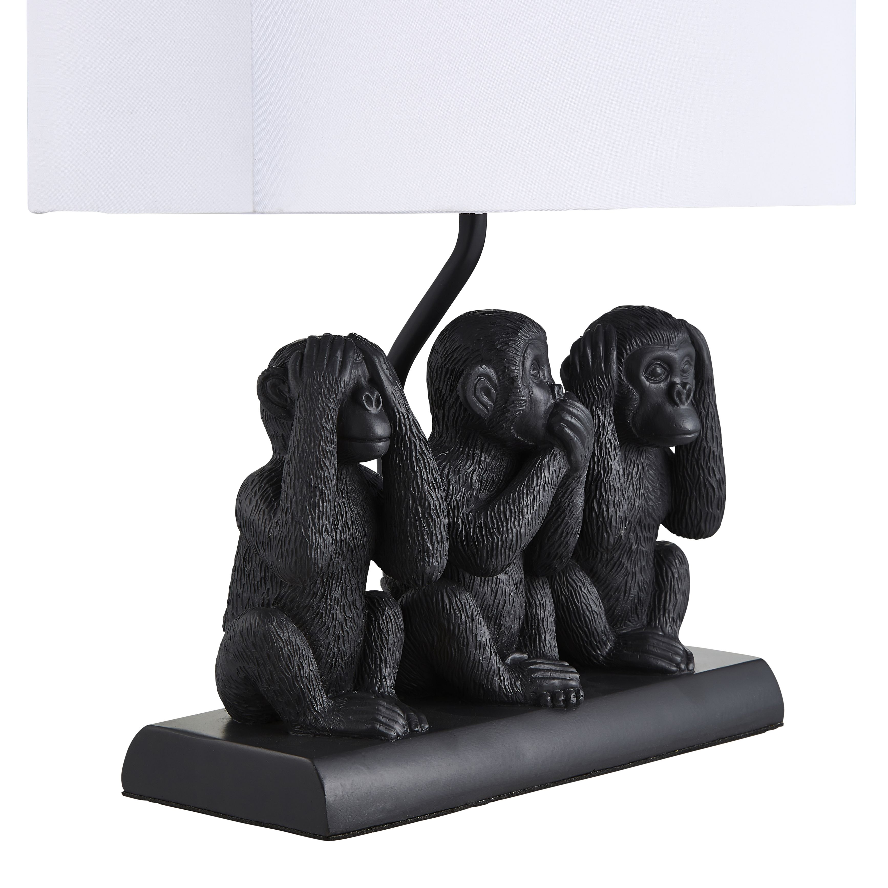 Inlight Tera Three wise monkeys Matt Grey Rectangular Table lamp