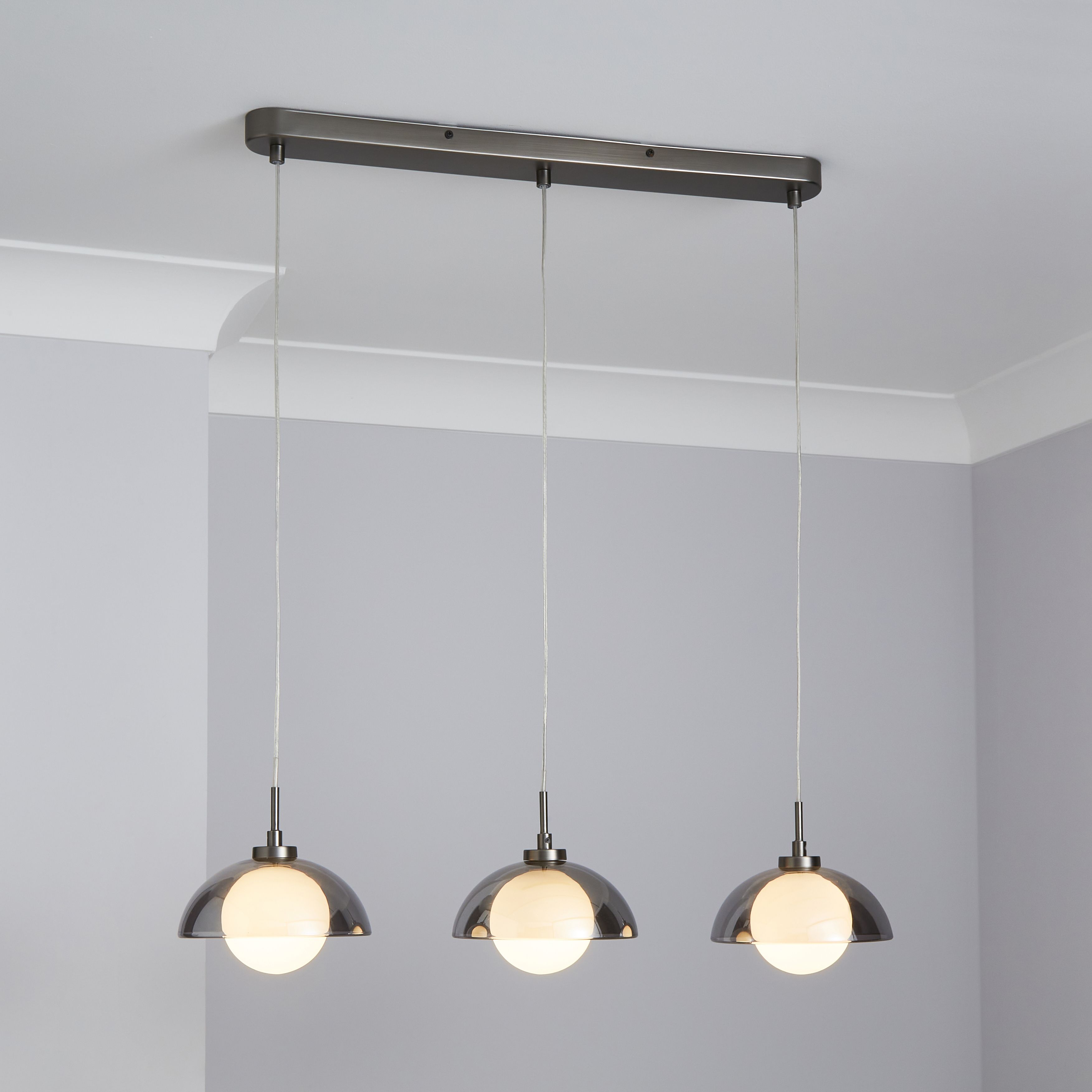 Inlight Thisbe pendant Pewter 3 Lamp LED Pendant ceiling light, (Dia ...