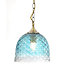 Inlight Veac Glass & metal Teal Antique brass effect Ceiling light