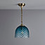 Inlight Veac Glass & metal Teal Antique brass effect Ceiling light