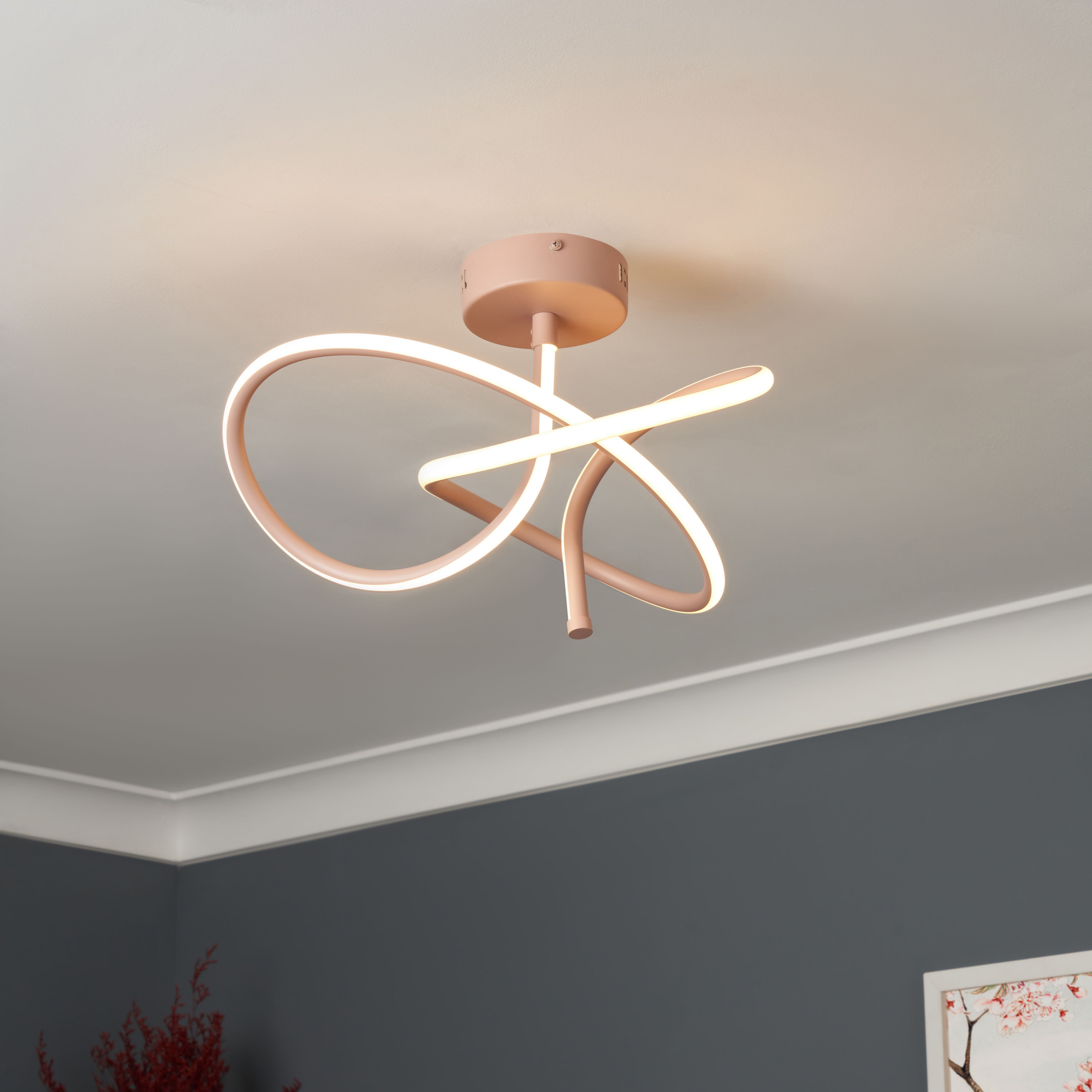 Inlight Veton Swirl Matt Acrylic & aluminium Light Peach LED Ceiling light
