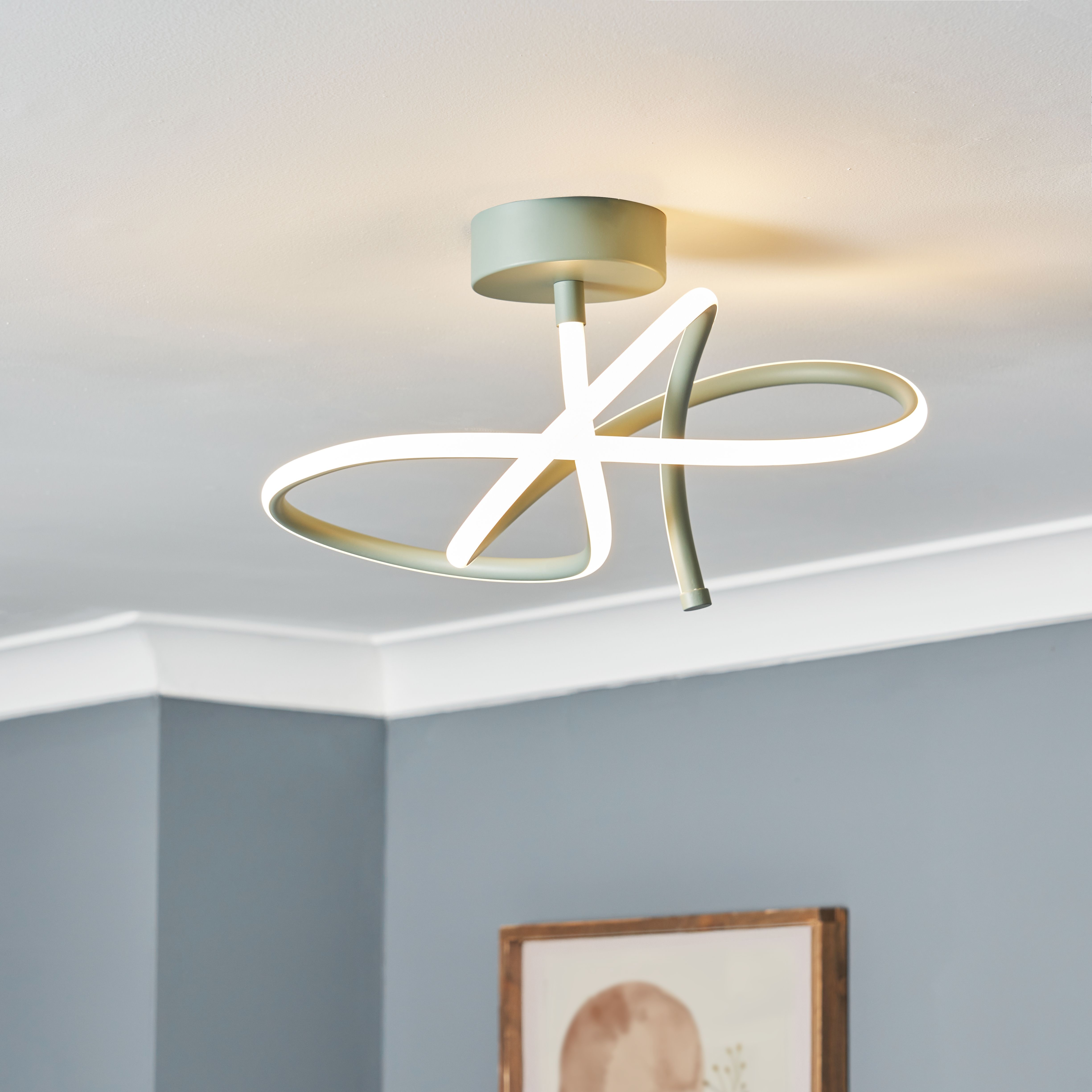 Inlight Veton Swirl Matt Acrylic & aluminium Light Taupe LED Ceiling light