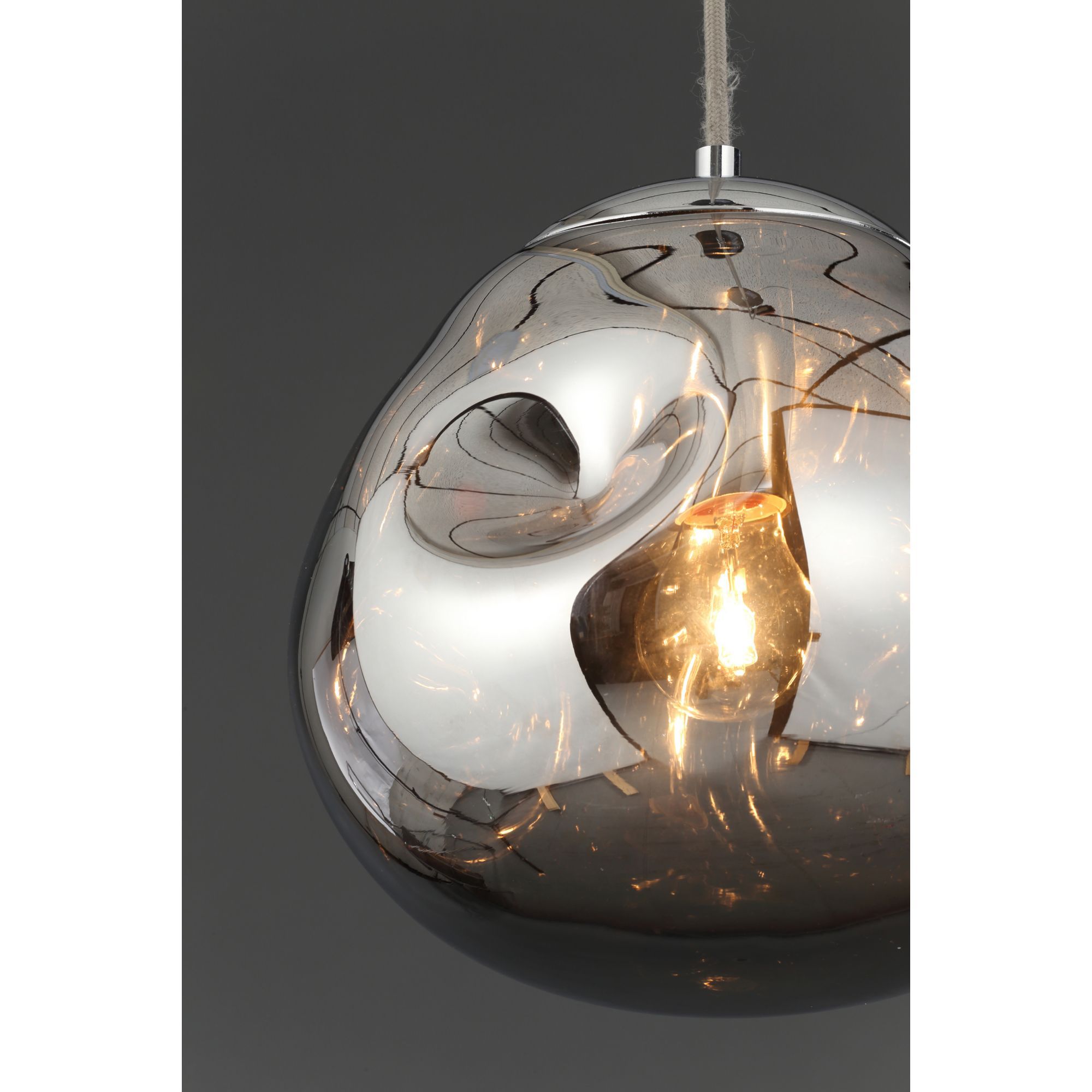 Inlight Watson Pendant Glass & metal Chrome effect Ceiling light
