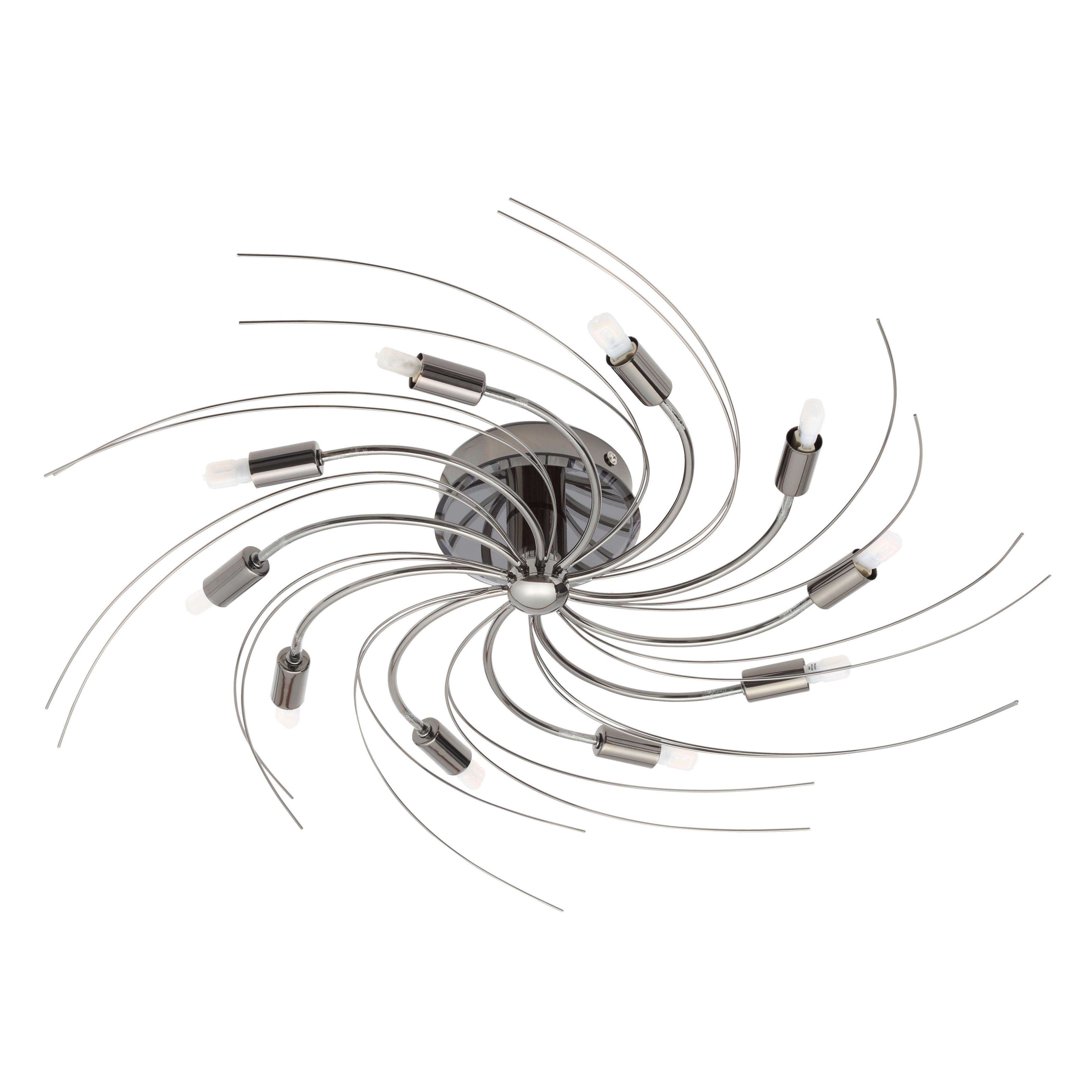 Yarrow spiral brushed black chrome effect 10 lamp ceiling light sales