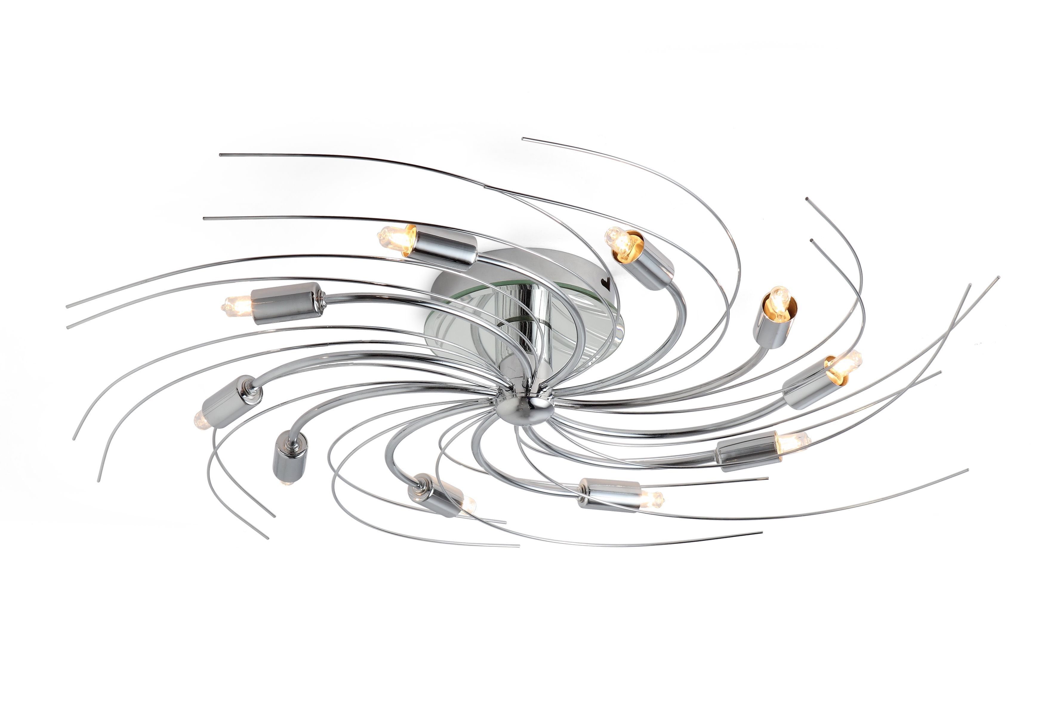 Inlight Yarrow Swirl Brushed Metal chrome effect 10 Lamp Ceiling light
