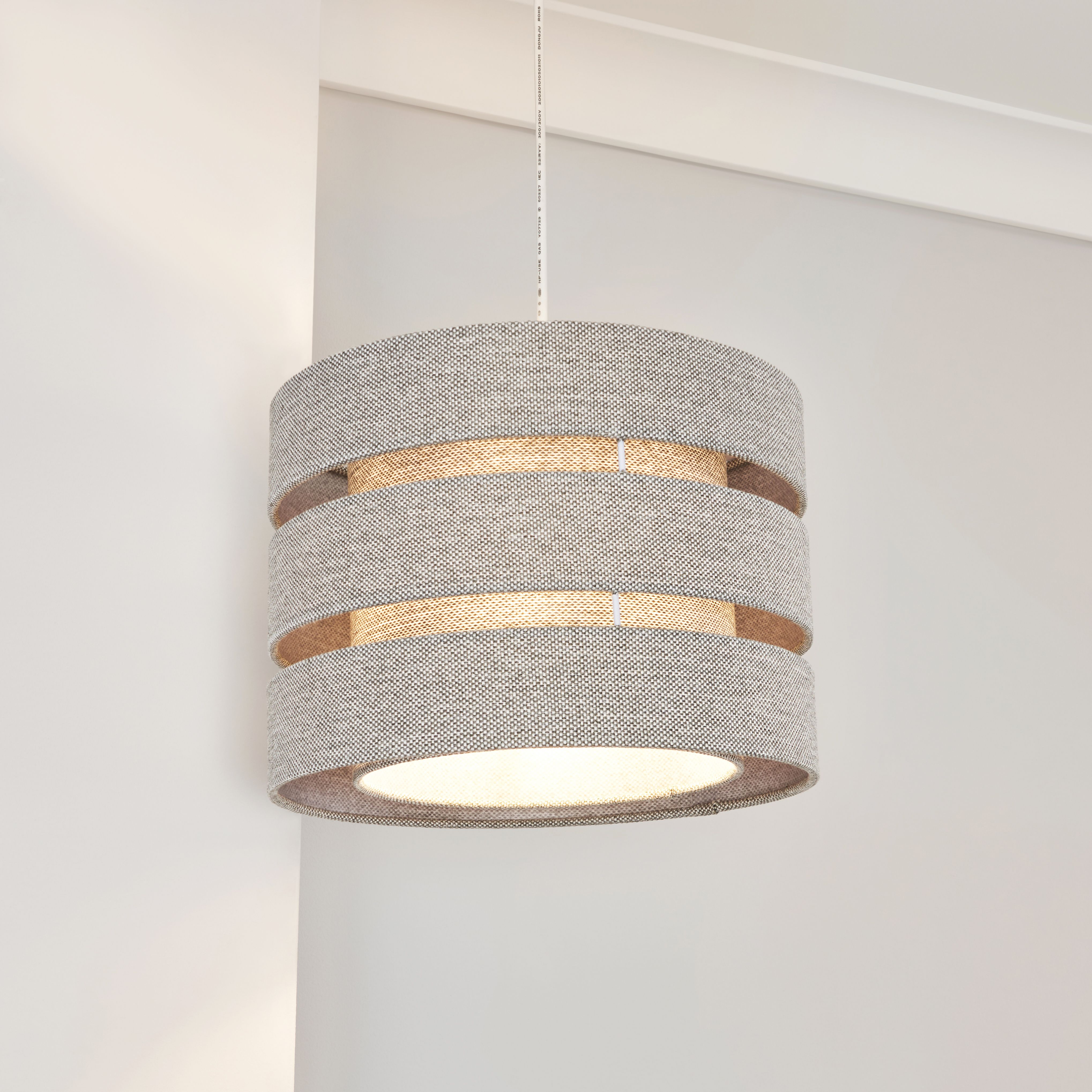Inlight Yurt Grey Woven effect Mini Trio Cylinder Light shade (D)28cm