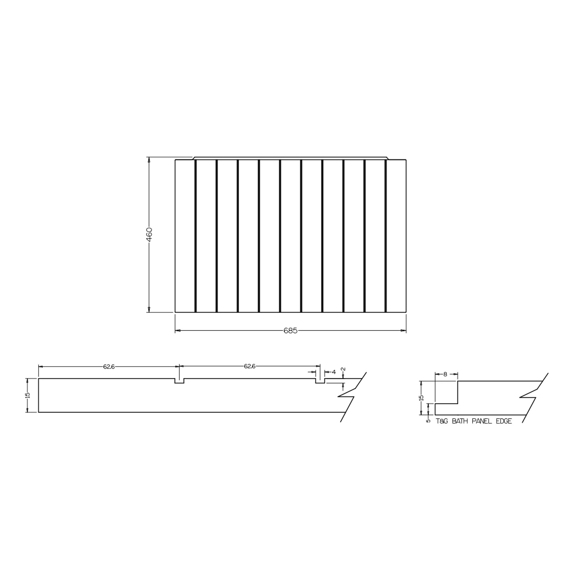 Inpress Onyx Rectangular End Bath panel (H)56cm (W)68.5cm