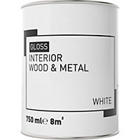 Interior White Gloss Metal & wood paint, 750ml