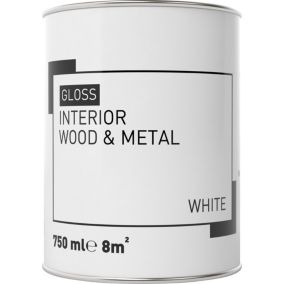 Interior White Gloss Metal & wood paint, 750ml