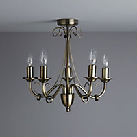 Inuus Chandelier Antique brass effect 5 Lamp Ceiling light