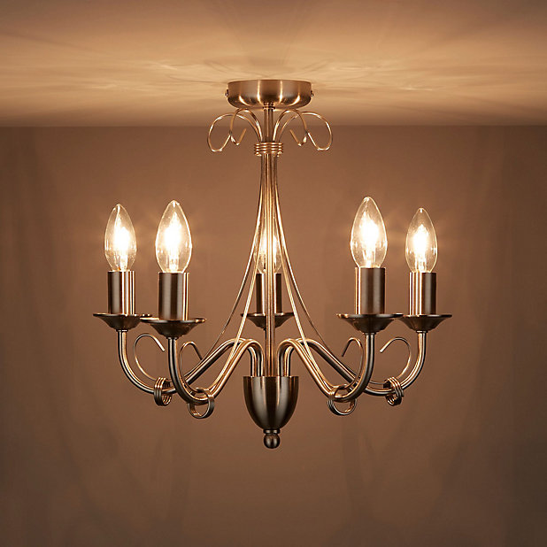 Inuus Chandelier Chrome Effect 5 Lamp, Carbone Candle Chandelier Wall Sconce