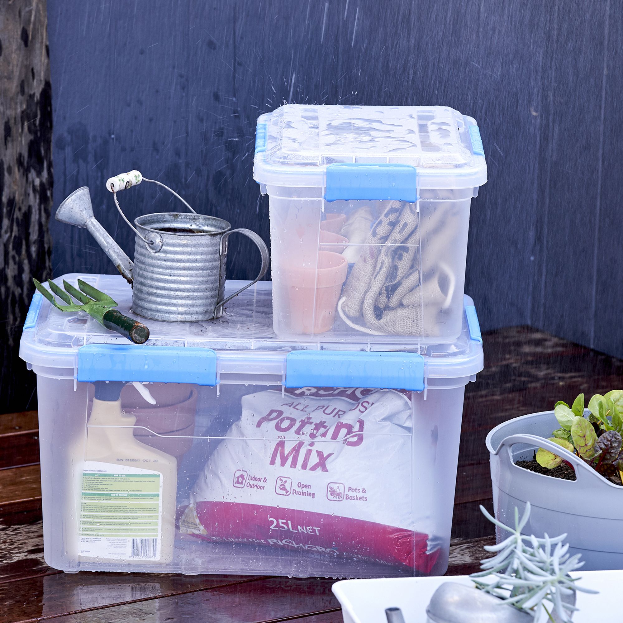 IP67 Heavy duty Clear 32L Medium Plastic Stackable Storage box & Lid