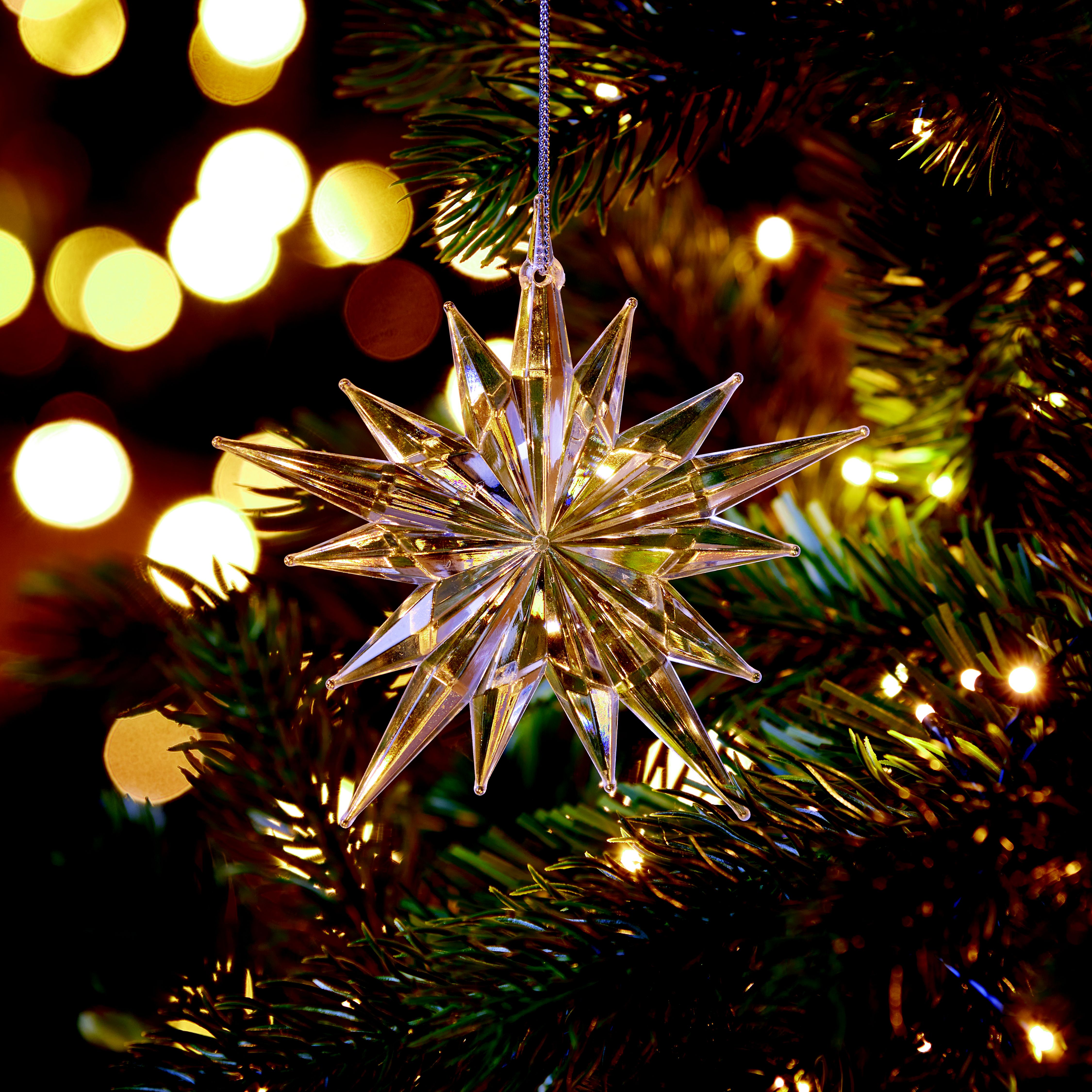 Iridescent LED Hanging Snowflake (Set of 2)
