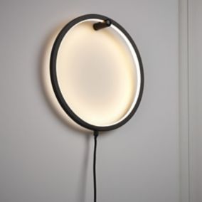 Iris Matt Black Plug-in LED Wall light