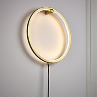 Iris Satin Copper effect Plug-in LED Wall light