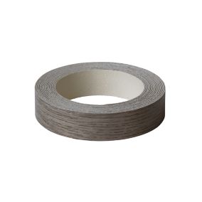 Iron on Pre glued Oak effect Grey Worktop edging tape, (L)5m (W)20mm
