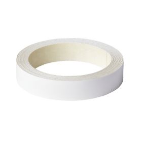 Iron on Pre glued White gloss Worktop edging tape, (L)5m (W)20mm