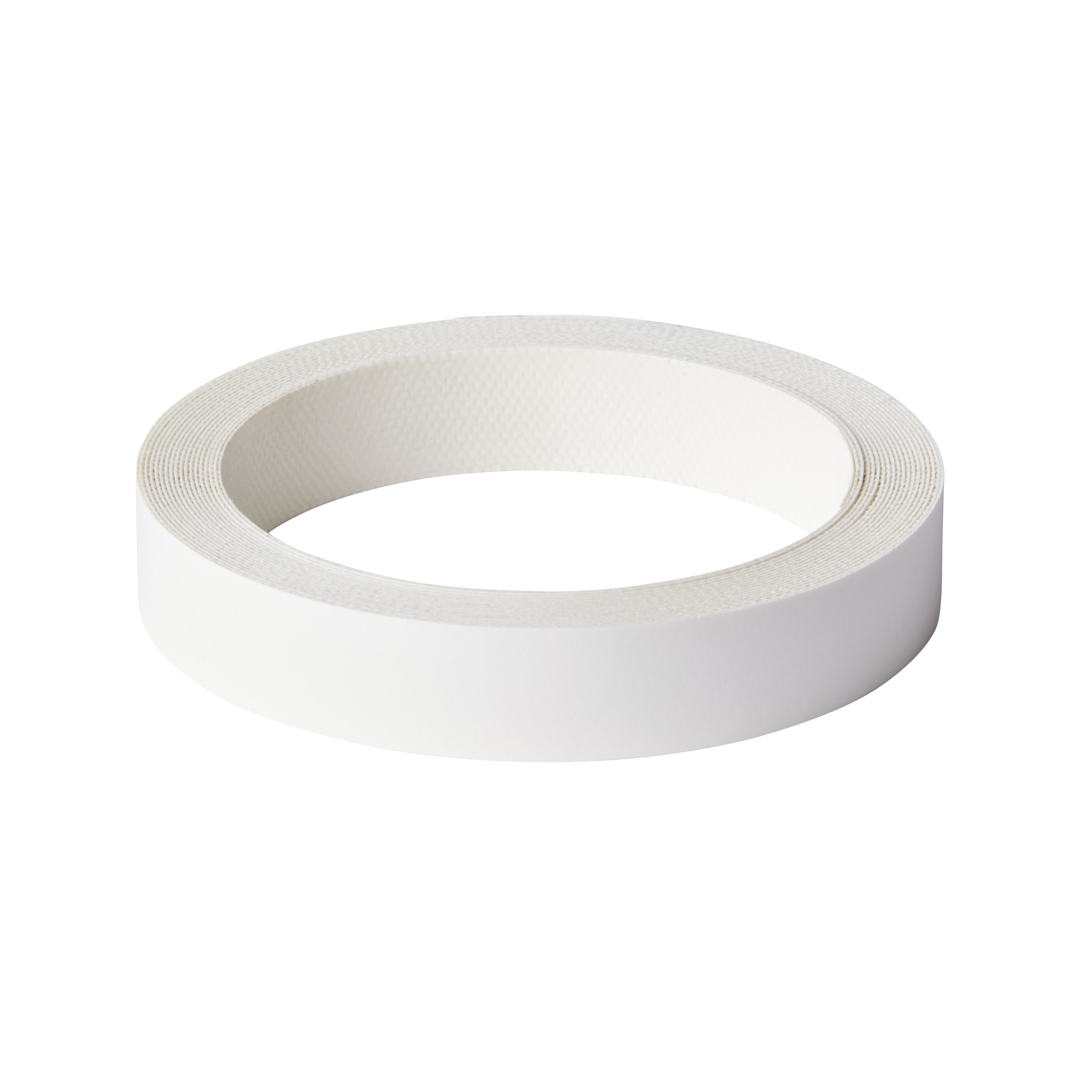 Iron on Pre glued White Worktop edging tape, (L)5m (W)16mm