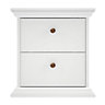 Isabella Matt white 2 Drawer Bedside chest (H)482mm (W)458mm (D)419mm