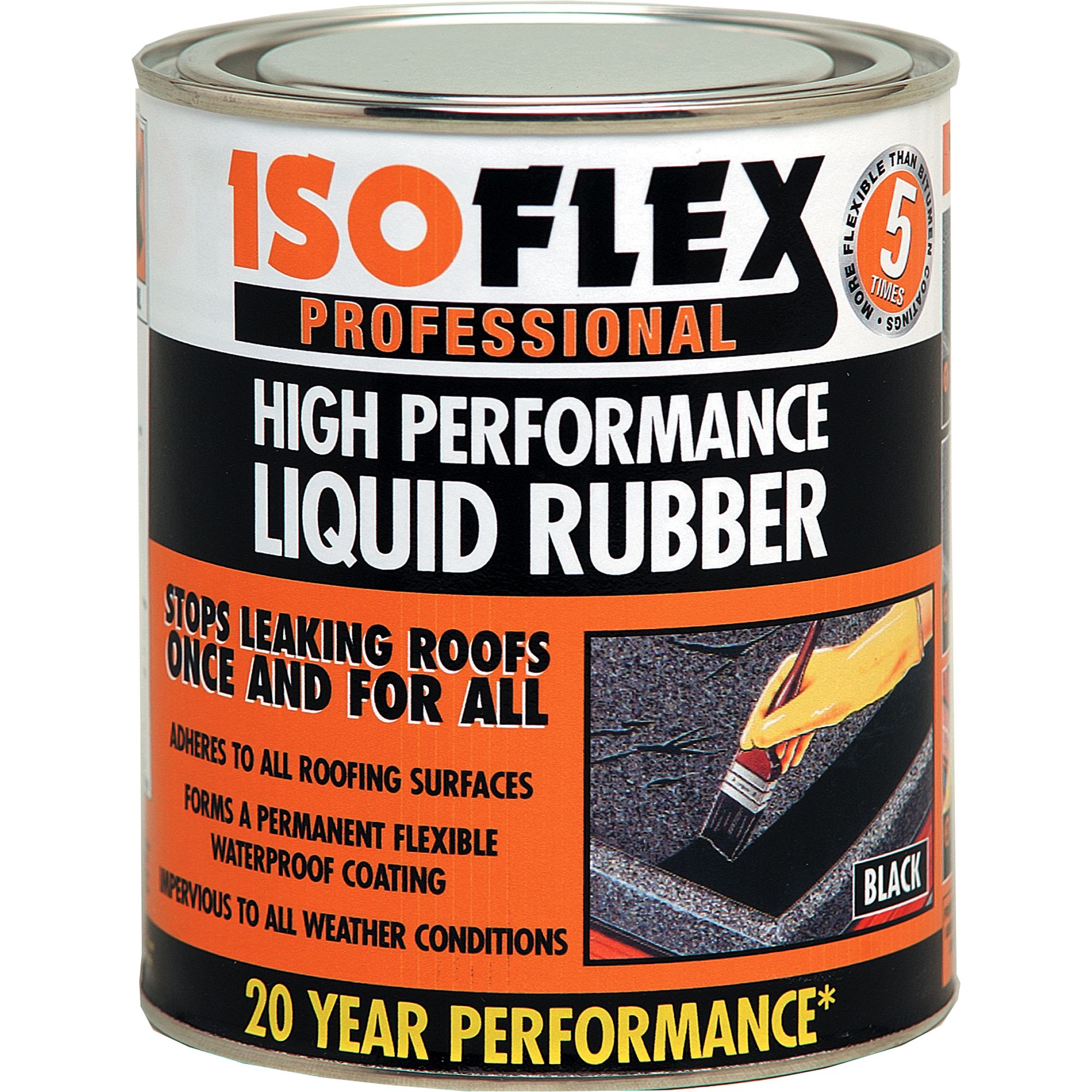 Isoflex Black Roofing waterproofer, 0.75L Tin