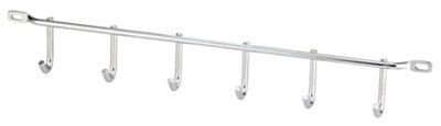 IT Kitchens Chrome effect 6 Hook rail, (L)400mm (H)50mm
