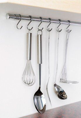IT Kitchens Chrome effect 6 Hook rail, (L)400mm (H)50mm