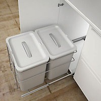 IT Kitchens Double Grey Integrated Pull-out bin, - 32L