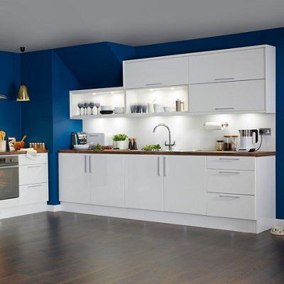 IT Kitchens Gloss White Slab Clad on wall panel H 790mm W 385mm