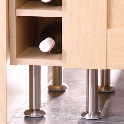 IT Kitchens Nickel effect Modern Cabinet leg (Dia)64.2mm (H)150mm, Pack of 4