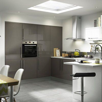 IT Kitchens Santini Gloss anthracite Drawerline door & drawer front, (W)600mm (H)715mm (T)18mm