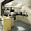 IT Kitchens Santini Gloss Grey Slab Base corner Cabinet door (W)925mm (H)720mm (T)18mm, Set of 2