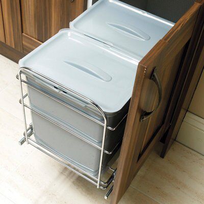 IT Kitchens Silver effect Integrated Pull-out bin