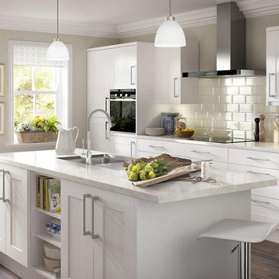 IT Kitchens Stonefield White Classic Style Standard Cabinet Door (W ...