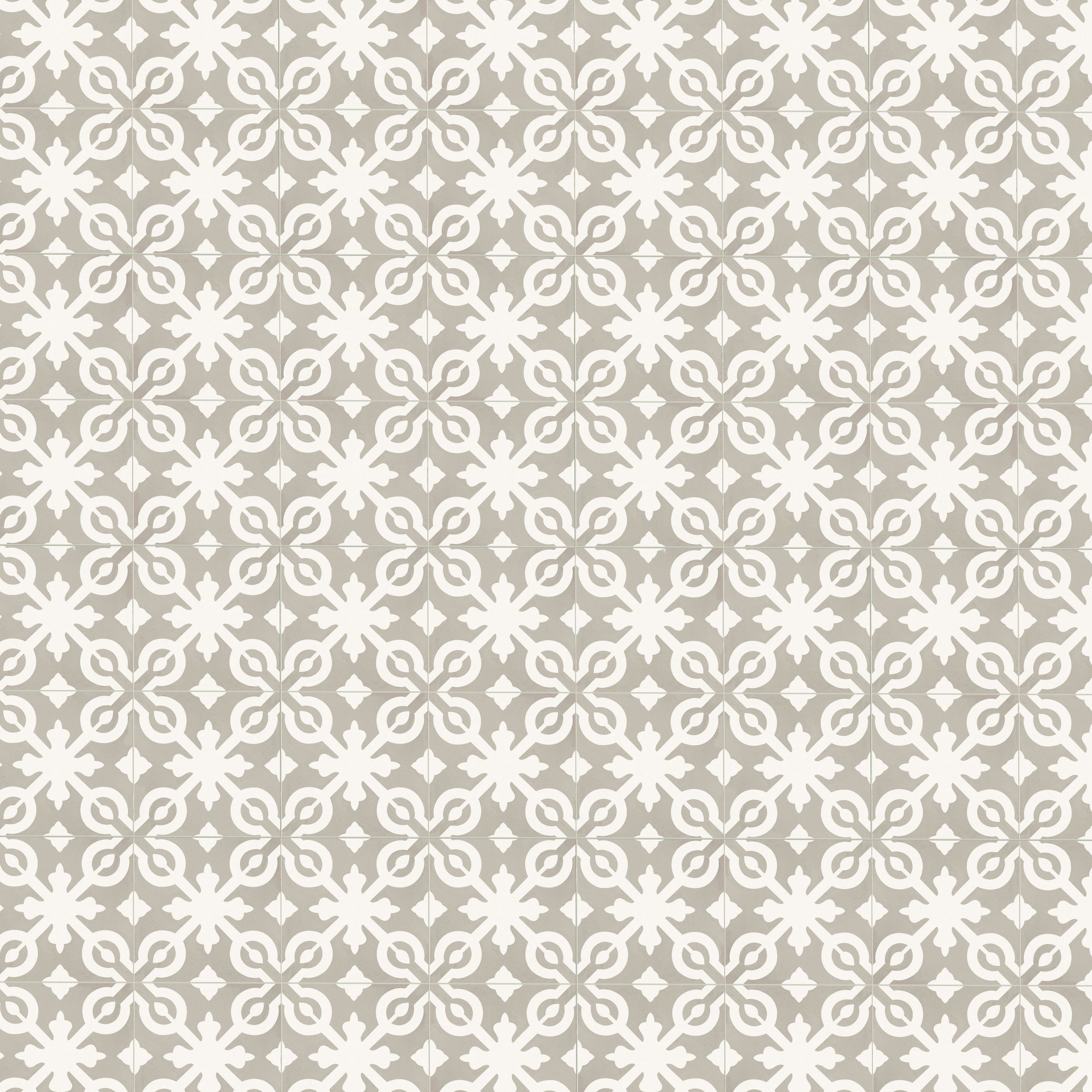 Italo Grey & white Flower mosaic Stone tile effect Textured Click vinyl Flooring Sample - 4