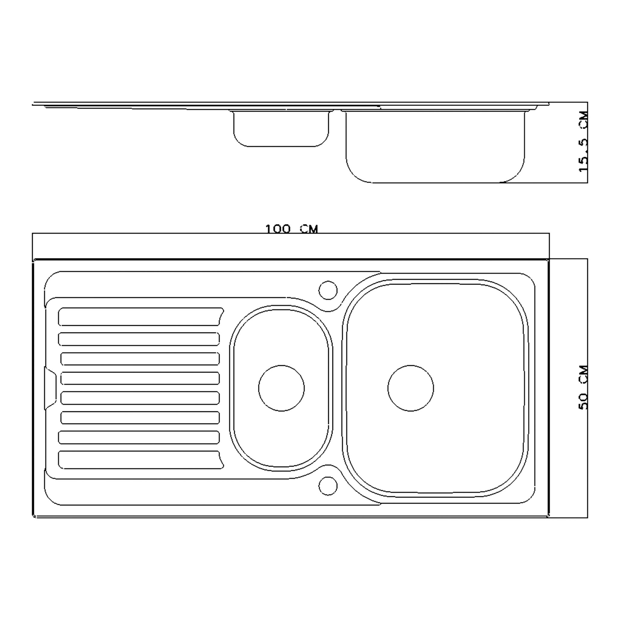Jabiri Satin Stainless steel 1.5 Bowl Kitchen sink 1000mm x 500mm