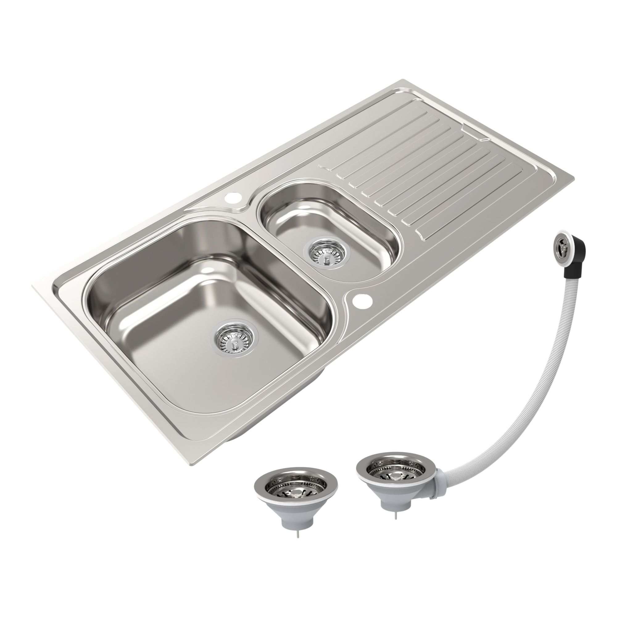 Jabiri Satin Stainless steel 1.5 Bowl Kitchen sink 1000mm x 500mm
