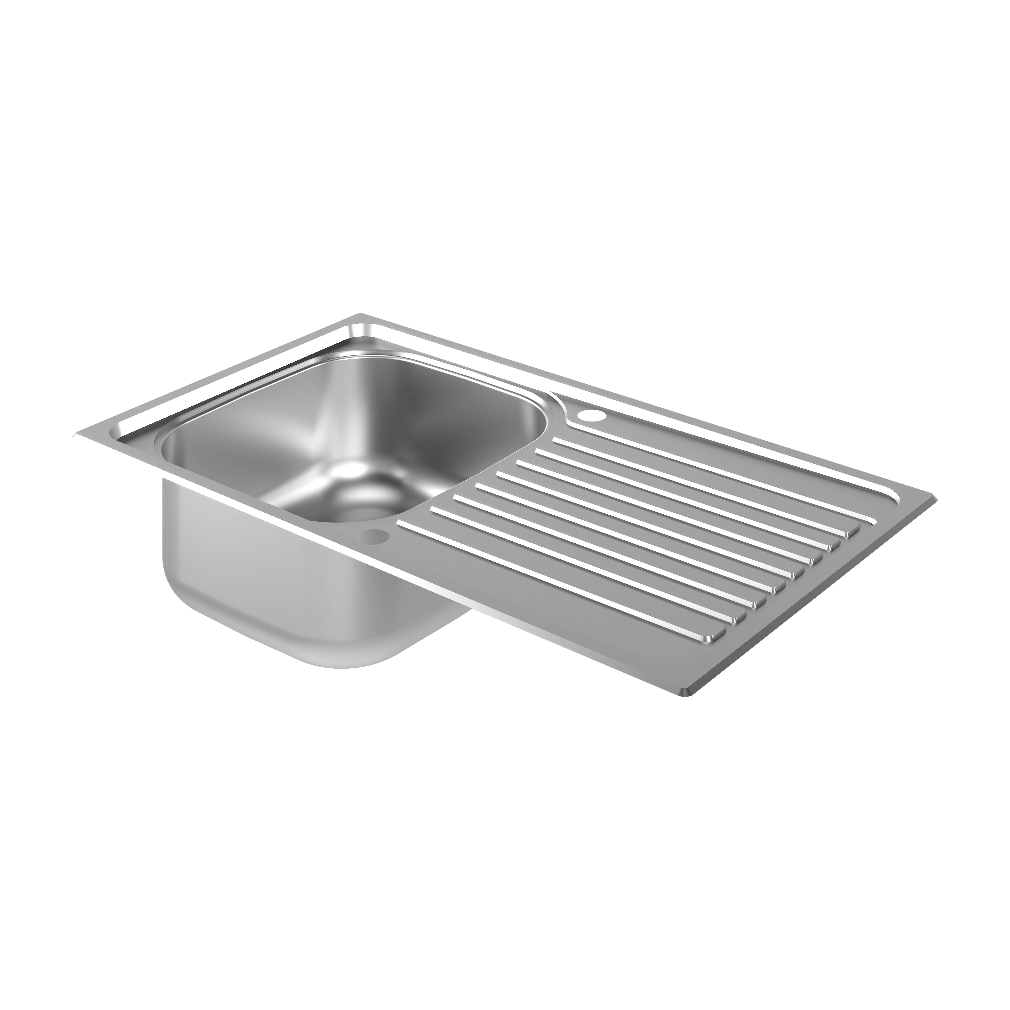 Jabiri Satin stainless steel Stainless steel 1 Bowl Kitchen sink 860mm x 860mm