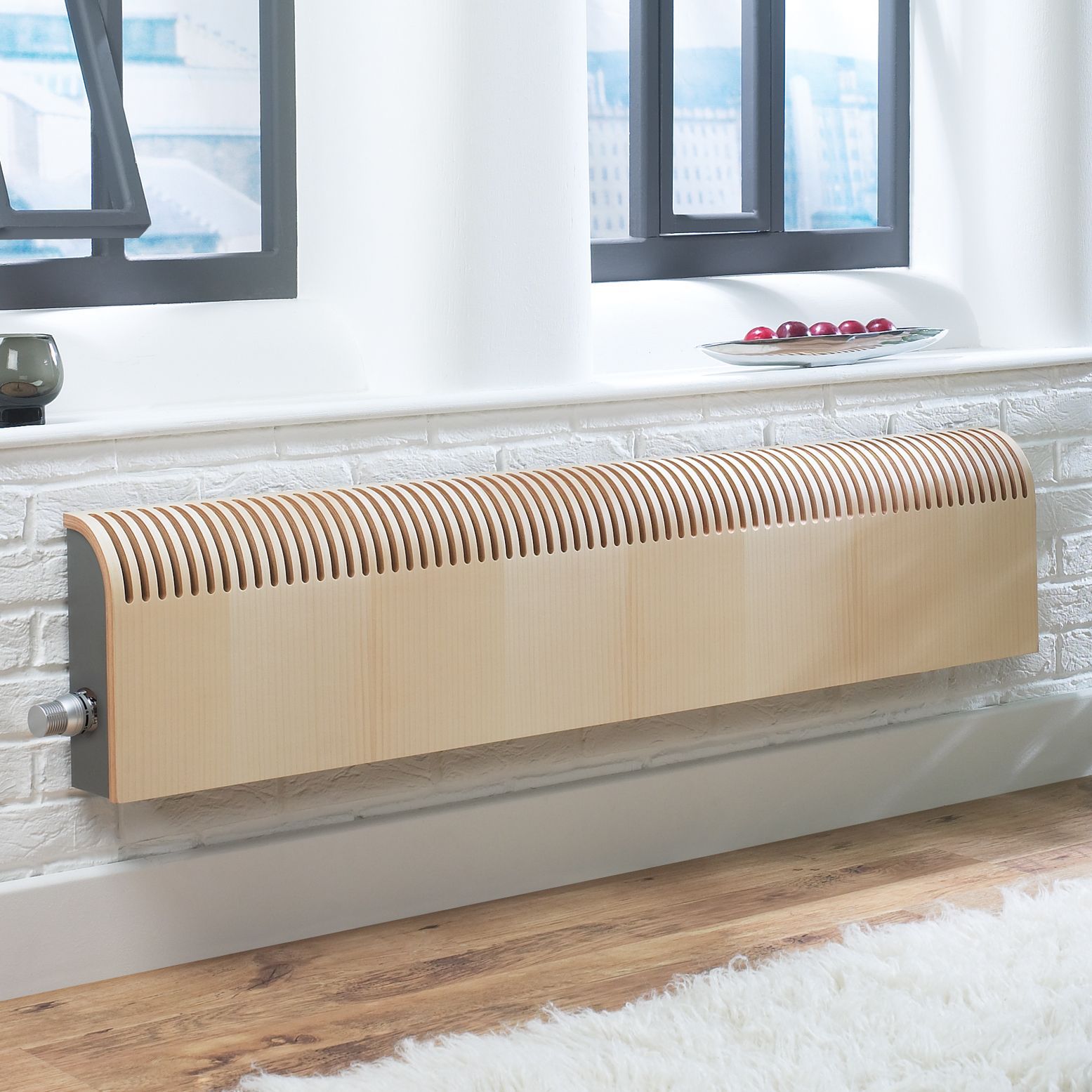 Jaga Knockonwood Maple effect Horizontal Designer Radiator, (W)1400mm x (H)300mm