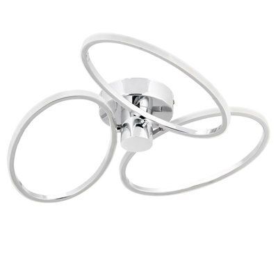 Jago Brushed Acrylic & steel chrome effect 3 Lamp Ceiling light
