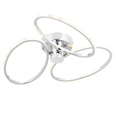 Jago Brushed Acrylic & steel chrome effect 3 Lamp Ceiling light