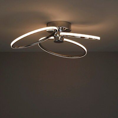 Jago Brushed Acrylic & steel chrome effect 3 Lamp Ceiling light