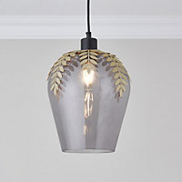 Jardin Floral gold Smoked effect LED Pendant ceiling light, (Dia)200mm