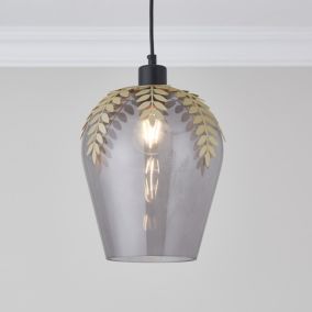 Jardin Floral gold Smoked effect LED Pendant ceiling light, (Dia)200mm