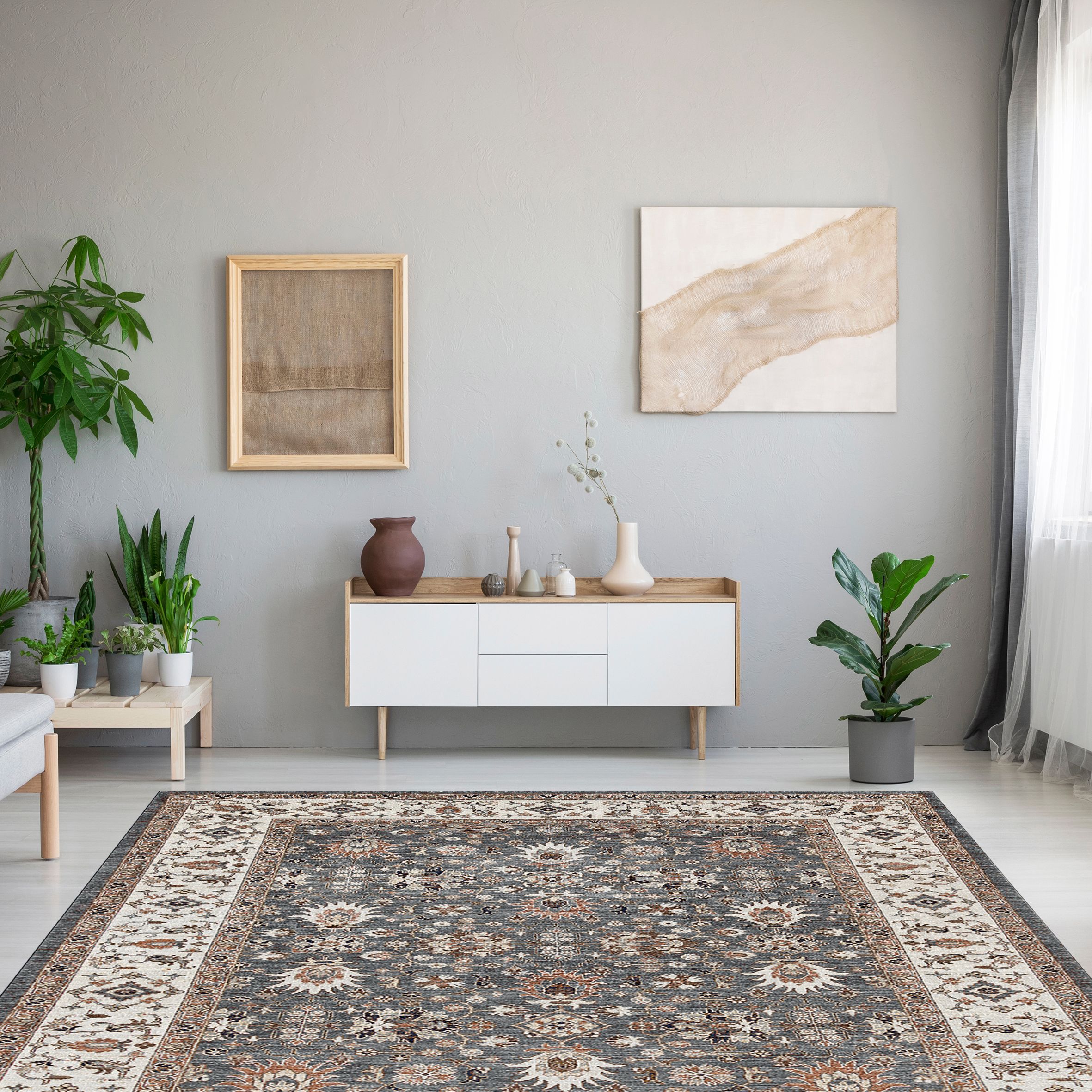 Jasmin Grey Persian Large Rug, (L)230cm x (W)160cm