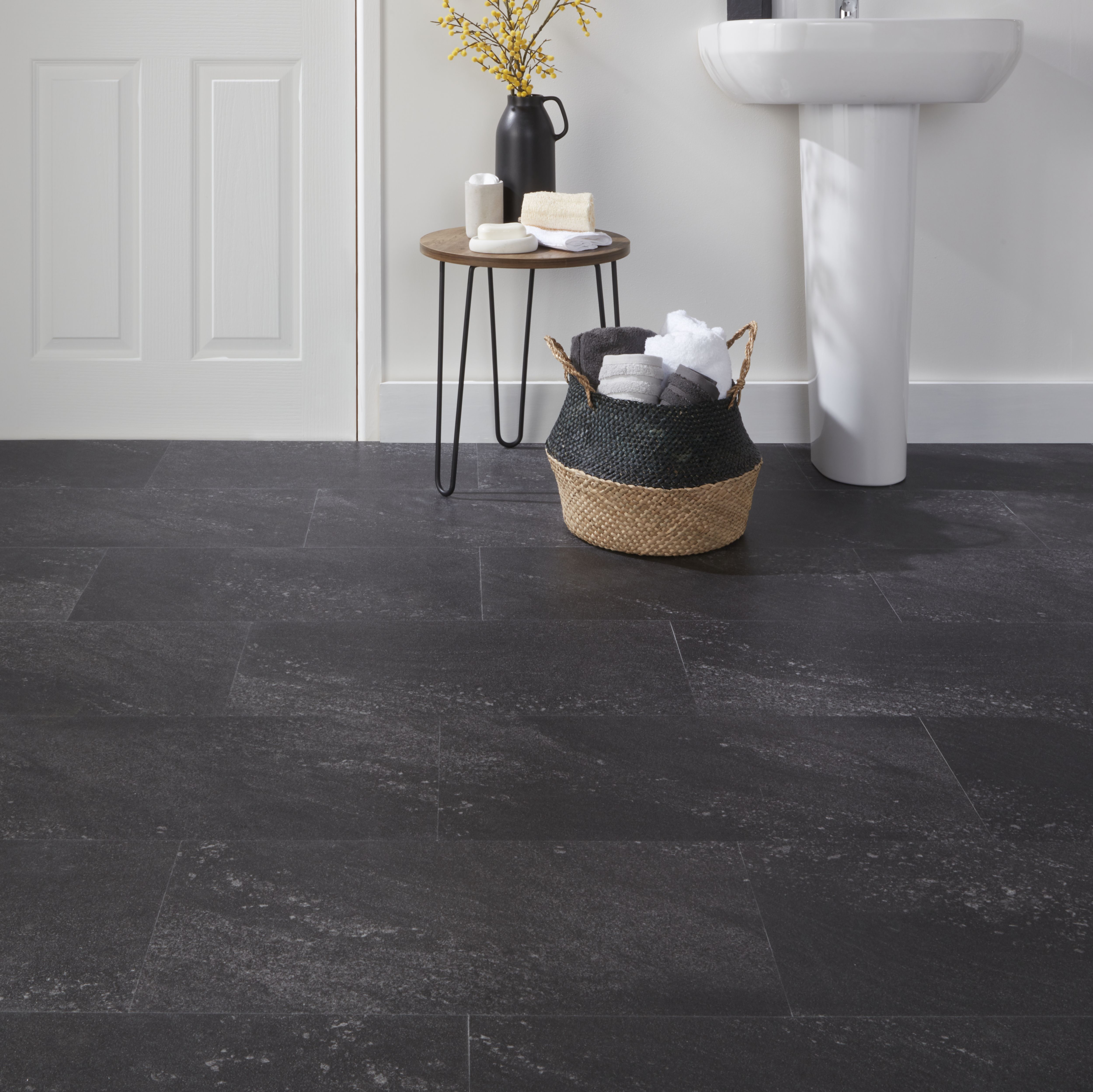 Jazy Charcoal Stone effect Tile Sample of 1 - 4