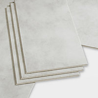 Jazy Light Grey Plain Stone effect Click fitting system Vinyl tile, Sample